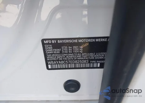 2014 BMW 750I from USA, damaged, VIN WBAYA8C57ED825083